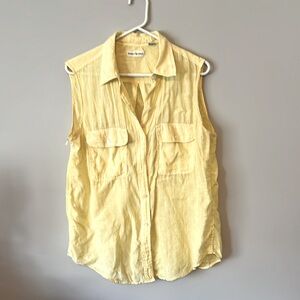 Banana Republic Shirt: Linen, Sleeveless, Collared, Large